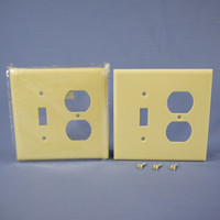 2 Eagle Mid-Size Ivory 2-Gang Combination Switch Receptacle Wallplate Outlet Covers 2038V
