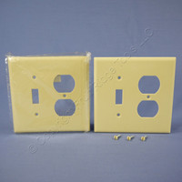 2 Eagle Mid-Size Ivory 2-Gang Combination Switch Receptacle Wallplate Outlet Covers 2038V