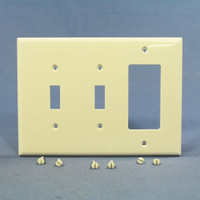 Cooper Light Almond Mid-Size 3-Gang Decorator Toggle Combination Unbreakable Wallplate PJ226LA