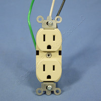 Leviton Ivory INDUSTRIAL Grade Straight Blade Receptacle Duplex Outlet Wire Leads NEMA 5-15R 15A 125V 5262-LI