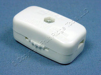 Miniature Leviton White Feed-Through Lamp Cord Switch On-Off Single Pole 3A/6A 125V Bulk 423-3KW