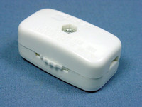 Miniature Leviton White Feed-Through Lamp Cord Switch On-Off Single Pole 3A/6A 125V Bulk 423-3KW