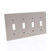 Cooper ANTIMICROBIAL Stainless Steel 4-Gang Switch Cover Toggle Wallplate Switchplate 93074AM