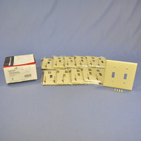 10 Cooper Ivory Standard Size 2-Gang UNBREAKABLE Toggle Switch Plate Cover Wallplates 5139V
