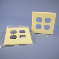 2 New Eagle Ivory Mid-Size 2G Receptacle Thermoset Wallplate Outlet Covers 2050V