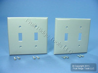 2 New Leviton Gray UNBREAKABLE 2-Gang Light Switch Cover Plates Double Wallplate