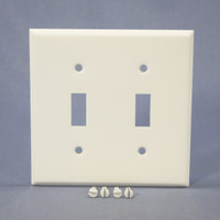 Mulberry White Semi-Gloss Standard 2-Gang Painted Metal Toggle Switch Cover Wallplate Switchplate 86072