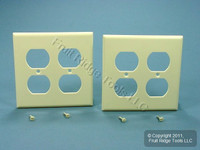 2 Leviton Almond 2-Gang Outlet Covers Duplex Receptacle Plastic Wallplates 82016
