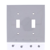 New Leviton Gray UNBREAKABLE 2-Gang Toggle Switch Nylon Cover Wallplate 80709-GY