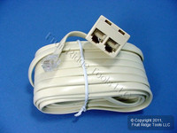 Leviton Ivory 25' DUPLEX Phone Line Extension Cord 6-Wire RJ11 RJ14 C2627-25I