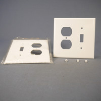 2 Eagle Mid-Size White 2-Gang Combination Switch Receptacle Wallplate Outlet Covers 2038W