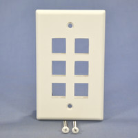 Cooper White 1-Gang Flush Mount Moduar 6-Port Thermoplastic Wallplate 5566-5EW