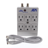 Leviton Gray 6-Outlet SURGE Protector Receptacle Adapter w/ Coaxial CATV 4400-PC