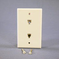 Eagle White Flush Mount Type 625B4 4-Conductor Two Telephone Jacks Wallplate 3546-4W