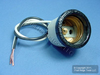 Leviton Porcelain Light Socket Black Flange Lamp Holder Medium Base Keyless 8152-8