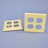 2 Cooper Ivory 2-Gang Receptacle Wallplate Unbreakable Duplex Outlet Covers 5150V