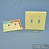 2 Leviton Almond 2-Gang Midway UNBREAKABLE Toggle Switch Cover Wallplates PJ2-A