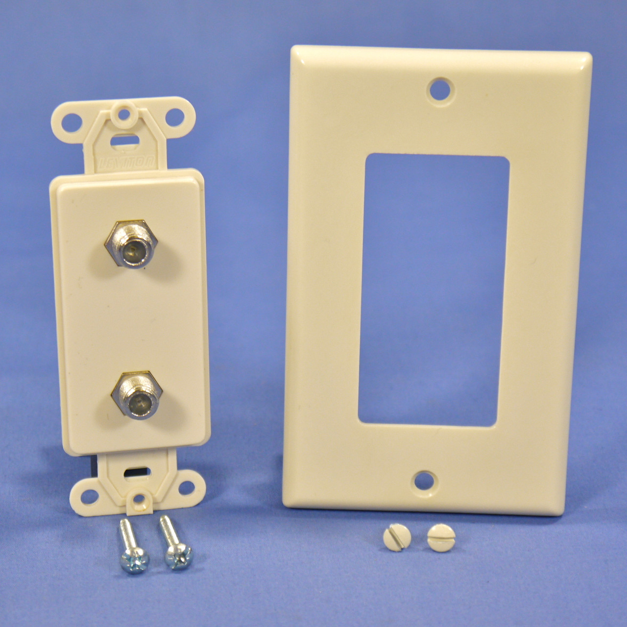 🏠 Leviton Light Almond Decora DUAL CATV Coaxial Cable Jack Wall Plates