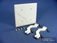 Leviton White 2-Gang Blank Unbreakable Wallplate Strap Mount Box Cover 80734-W