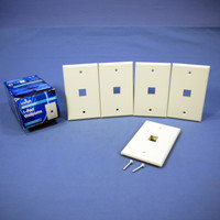 5 NEW Leviton Almond Quickport 1-Port Flush Mount High Impact Fire-Retardant Plastic Wallplate Covers 1-Gang 41080-1AP