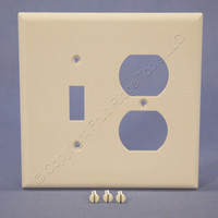 Cooper Light Almond Mid-Size UNBREAKABLE Toggle Switch Duplex Outlet Cover Wallplate PJ18LA