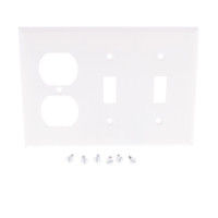Cooper White 3-Gang Toggle Switch Duplex Receptacle Outlet Thermoset Wallplate Cover 2158W