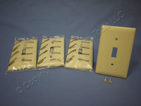 4 Pass & Seymour Ivory Large UNBREAKABLE Switch Cover Wallplates TP1-I