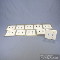 10 Leviton White Metal 2-Gang Toggle Switch Wall Plate Covers Switchplates 89999