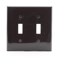 2 Leviton Brown UNBREAKABLE 2-Gang Switch Cover Wallplates Switchplates 80709