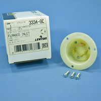 Leviton Industrial Grade White Flanged Twist Turn Locking Inlet Plug Grounding Non-NEMA 30A 3334-GC