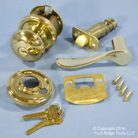 6 LEFT Weslock Traditonale Impresa 640 Polished Brass Keylock Knob Bordeau Latch