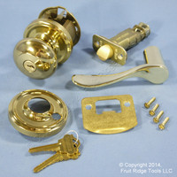 6 LEFT Weslock Traditonale Impresa 640 Polished Brass Keylock Knob Bordeau Latch