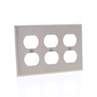 Cooper ANTIMICROBIAL Stainless Steel 3-Gang Receptacle Wallplate Duplex Outlet Cover 93103AM