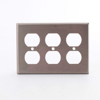 Cooper ANTIMICROBIAL Stainless Steel 3-Gang Receptacle Wallplate Duplex Outlet Cover 93103AM