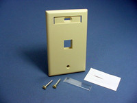 Leviton Ivory Quickport 1-Port ID Window Flush Wallplate 1-Gang Cover High-Impact Plastic 42080-1IS