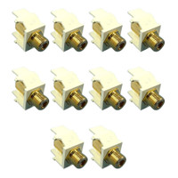 10 New Leviton Almond Quickport Gold Coaxial Cable Connector Jacks Coax 40831-BA