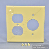 Leviton Painted Ivory 2-Gang Combination 1.406" Receptacle Metal Wallplate Duplex Outlet Cover 86046