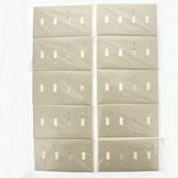 10 Leviton Ivory 4-Gang UNBREAKABLE Toggle Switch Cover Nylon Wallplate 80712-I