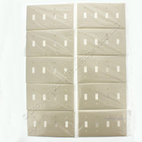 10 Leviton Ivory 4-Gang UNBREAKABLE Toggle Switch Cover Nylon Wallplate 80712-I