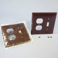 2 Eagle Mid-Size Brown 2-Gang Combination Switch Receptacle Wallplate Outlet Covers 2038B