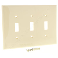 Leviton Ivory 3-Gang MIDWAY UNBREAKABLE Thermoplastic Toggle Switch Wallplate Cover PJ3-I