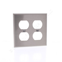 Cooper ANTIMICROBIAL Stainless Steel 2-Gang Receptacle Wallplate Duplex Outlet Cover 93102AM