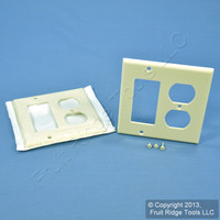 2 Leviton Decora Almond GFCI & Receptacle Wallplate Outlet GFI Covers 80455-A