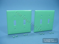 2 Leviton GREEN UNBREAKABLE 2-Gang Switch Cover Wallplates Switchplate 80709-GN