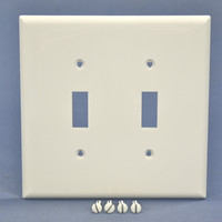 Cooper White 2Gang Mid-Size UNBREAKABLE Toggle Switch Cover Nylon Wallplate PJ2W