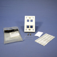 Leviton White 1-Gang Quickport ANGLED 4-Port Wallplate w/ ID Windows & Labels 40807-WR