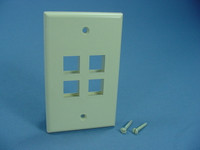 NEW Leviton Ivory Quickport 4-Port Flush Mount High Impact Fire-Retardant Plastic Wallplate Cover 1-Gang 41080-4IP