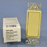 New Cooper Ivory Decorator Rocker Wall Light Switch 15A Single Pole 120/277V 7501V