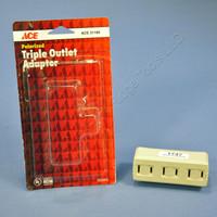 Ace Ivory 2-Wire Polarized Triple Tap Outlet Receptacle Adapter 15A 125V 31165