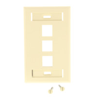Leviton Ivory Quickport 3-Port ID Window Flush Wallplate 1-Gang Cover High-Impact Plastic 42080-3IS